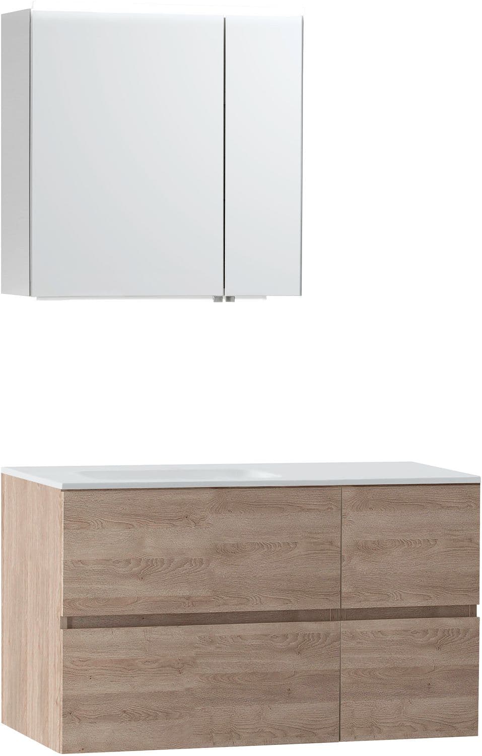 MEUBLE MOLTO CHENE NATUREL 105 GAUCHE SOLID ARMOIRE TOILETTE 70