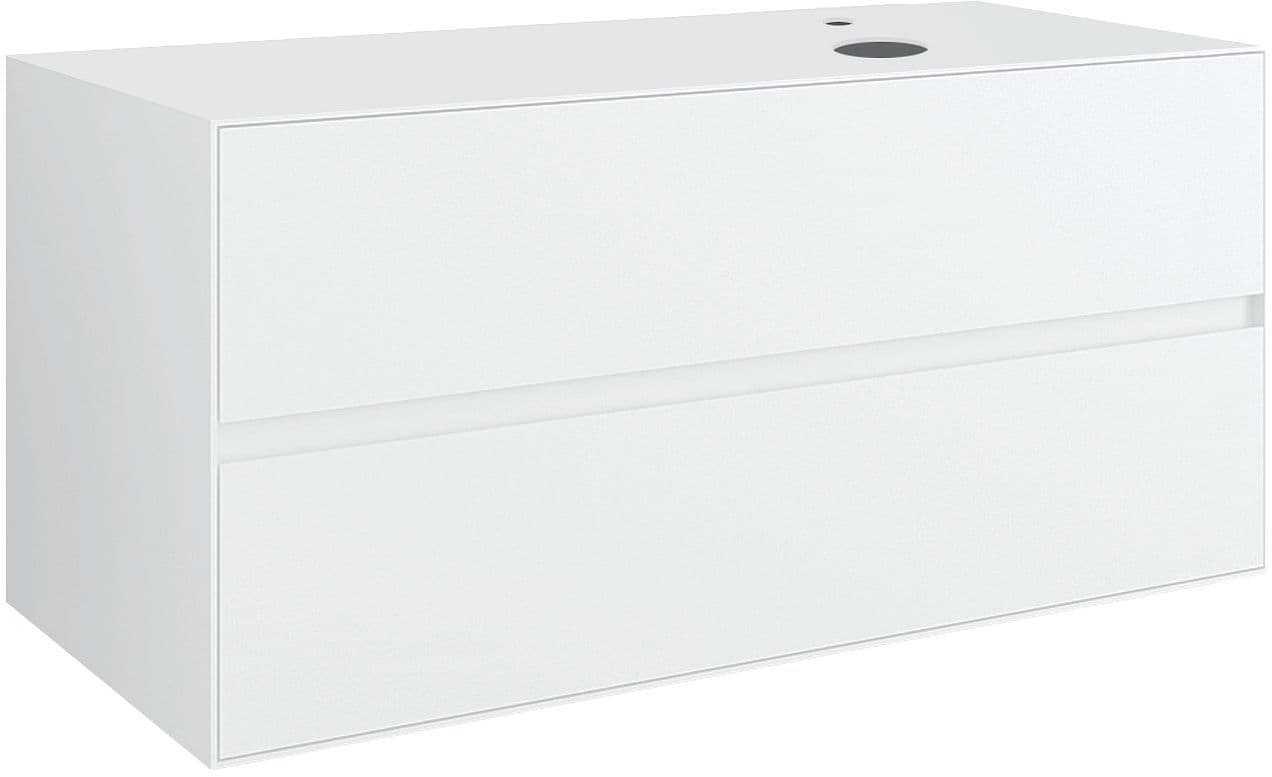 SOUS MEUBLE 2 TIROIRS+ TABLET POUR LAVABO A POSER DROITE TENSO 120CM TENSO +TROU ROBINET BLANC