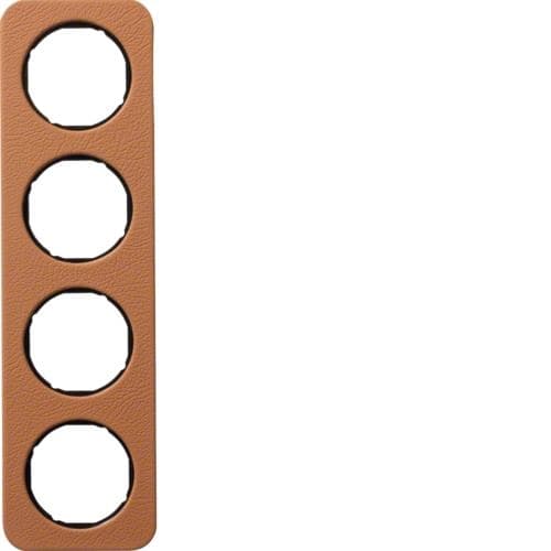 Plaque de recouvrement 4 postes R.1 Cuir Bruin / Noir