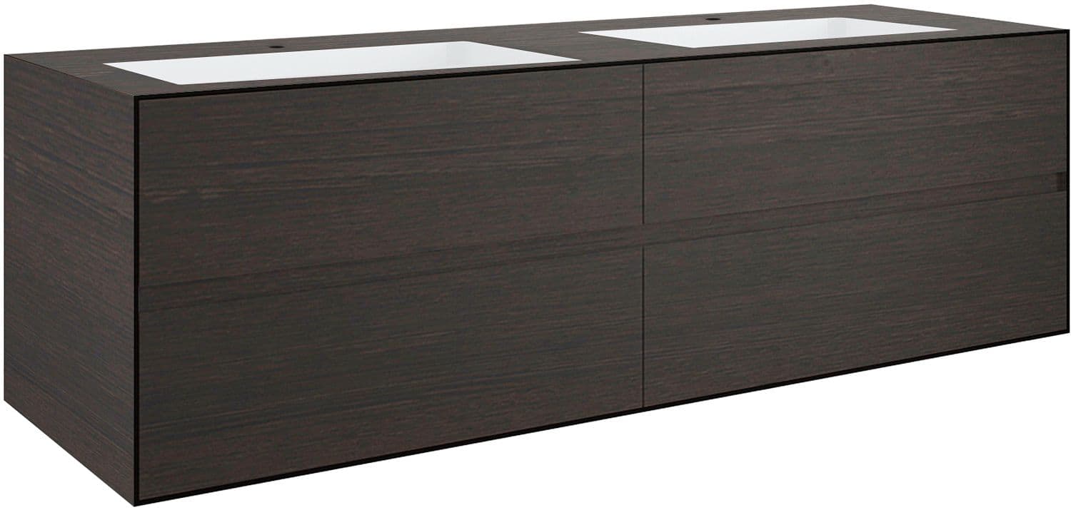 SOUS MEUBLE 4 TIROIRS+ LAVABOS SOUS ENCASTRER TENSO 160CM +TROUS ROBINETS WENGE