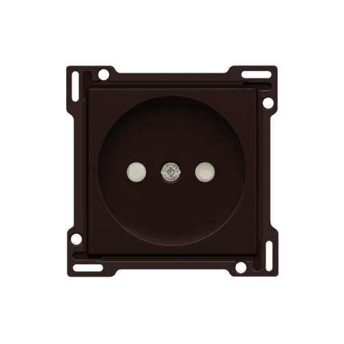 Set de finition pour prise de courant sans terre, avec obturateurs de protection, profondeur d’encastrement de 21 mm, couleur dark brown coated