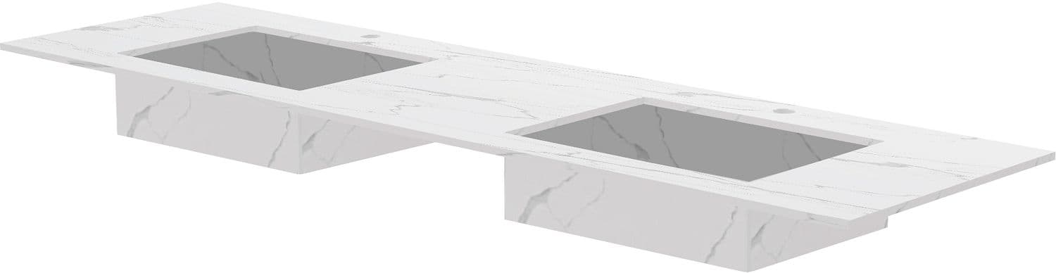 TABLET MARBRE CERAMIQUE PURO LAVABO S DOUBLE L180 H1,2 +TROU ROBINETS WHITE CALACATTA