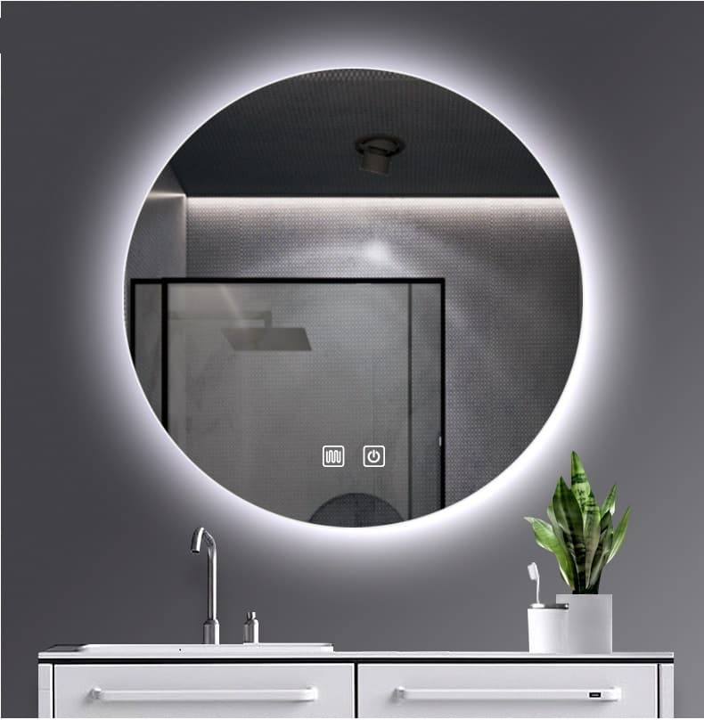 ALONI OMEGA MIROIR - AVEC ÉCLAIRAGE LED - ROND - SANS CADRE - AVEC CHAUFFAGE - TEMPÉRATURE DE COULEUR LED 3500-6500K - 100CM