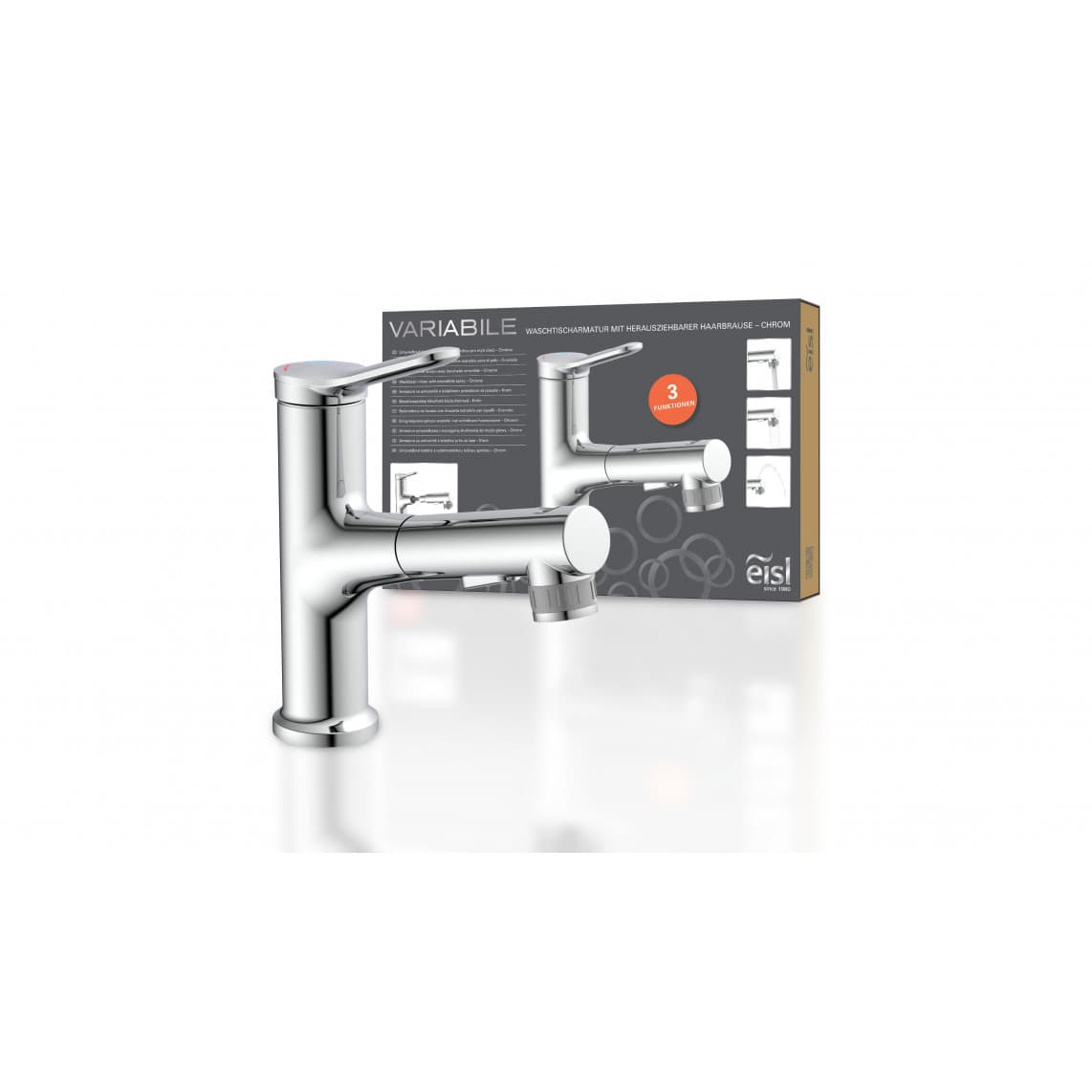 NI075VARCR VARIABILE Mitigeur lavabo, chromé, avec douchette à cheveux extractible