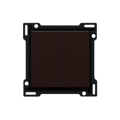 Set de finition pour interrupteur double allumage, interrupteur va-et-vient + bouton-poussoir N.O., interrupteur va-et-vient double ou bouton-poussoir double N.O. ou N.F., couleur dark brown coated