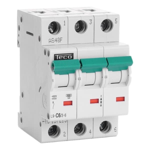 Disjoncteur 3 pôles 6A 6kA courbe C