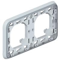 Plexo support + plaque 2 postes horizontale Gris