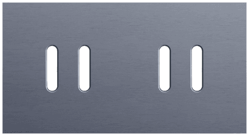 Plaque de recouvrement double, horizontale 71 mm d'entraxe, pour des fonctions de commutation double, couleur Niko Rocker alu blue grey brushed
