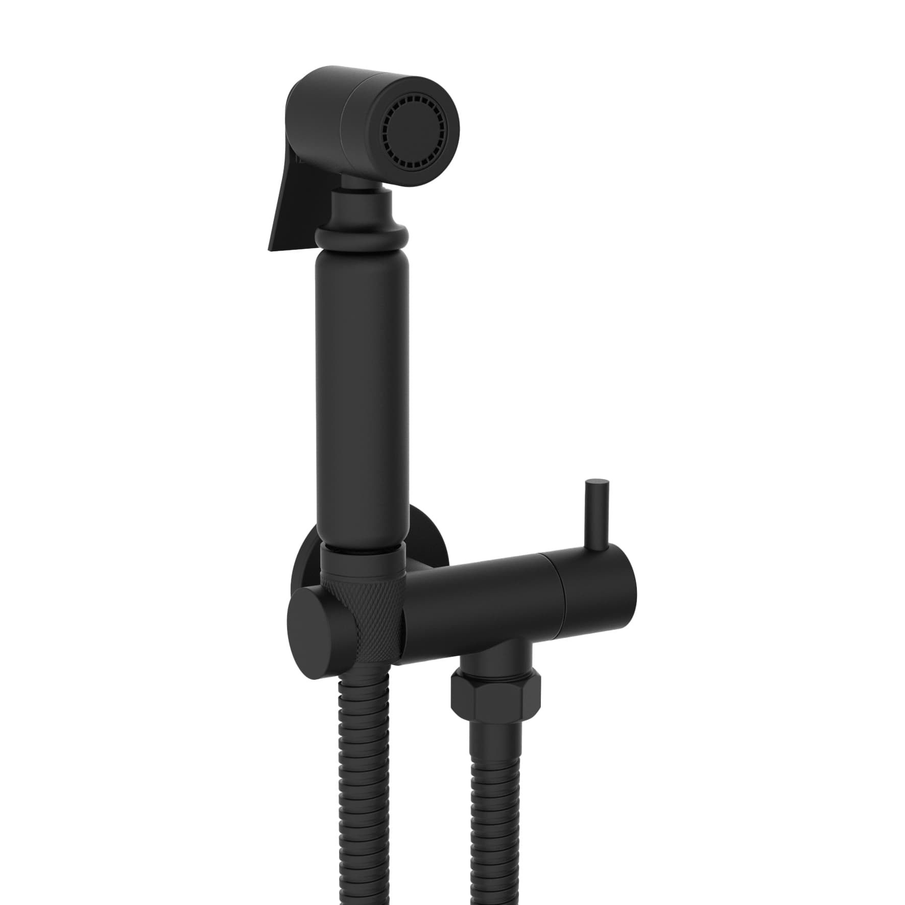 ALONI ROBINET BIDET - EAU FROIDE - DOUCHETTE - FLEXIBLE DE DOUCHE - SUPPORT - NOIR MAT