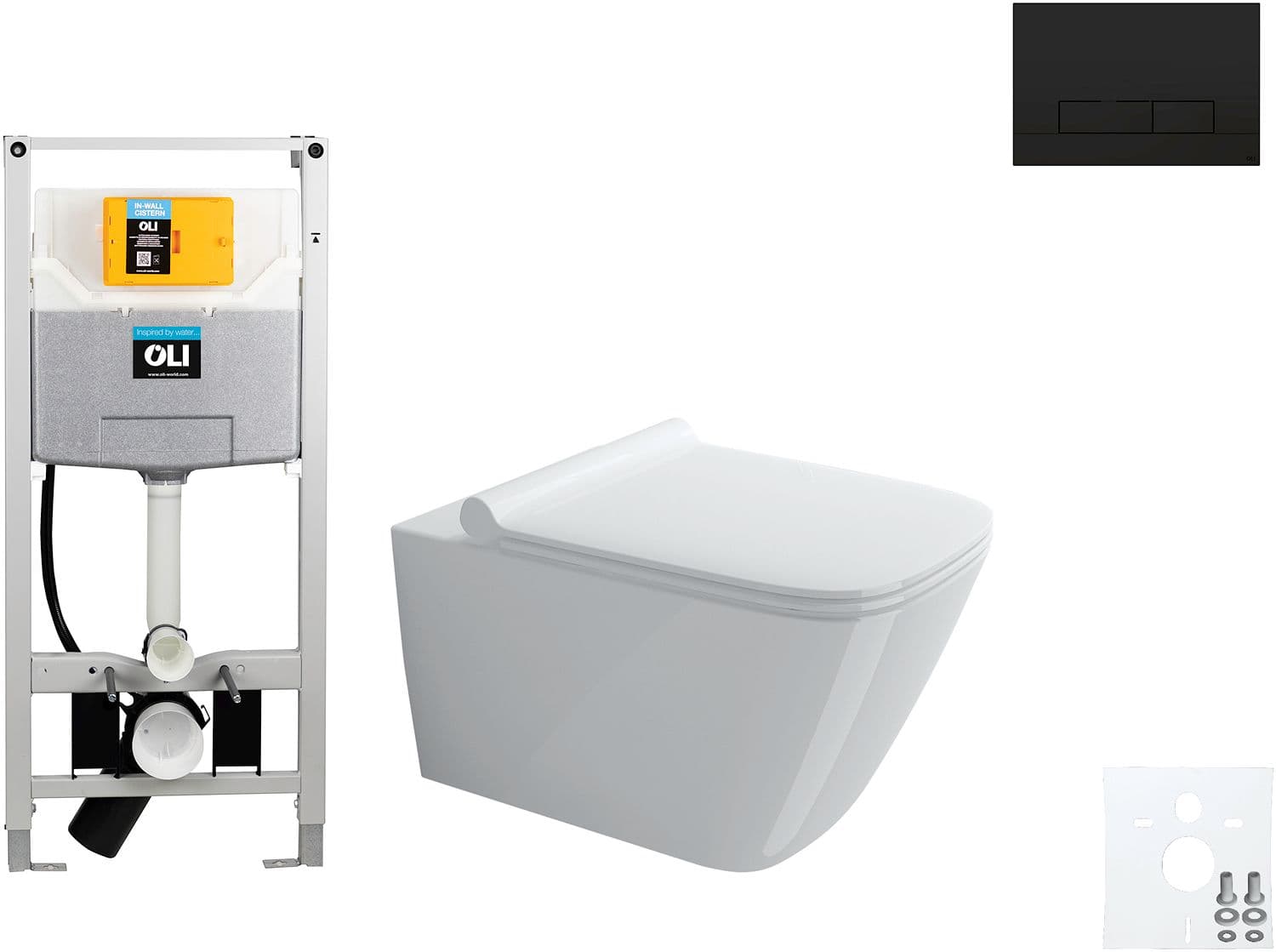 WALLFIX OLI WC SUSPENDU CATALANO GREEN QUICK-RELEASE SOFTCLOSE ANTIBACTERIEN GLAM MAT NOIR