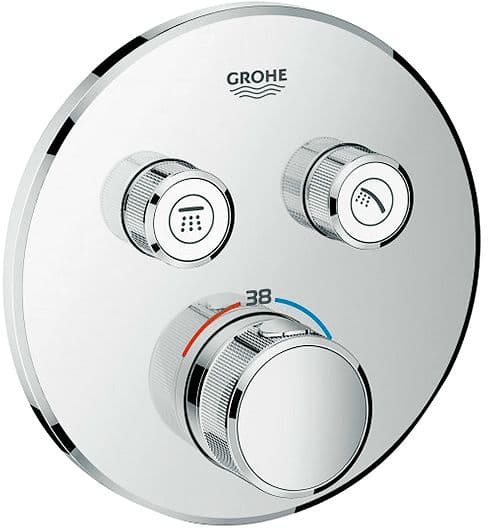 SET DE FINITION THERMOSTAT+ 2 ROBINETS D'ARRET SMARTCONTROL GROHE RONDE CHROME