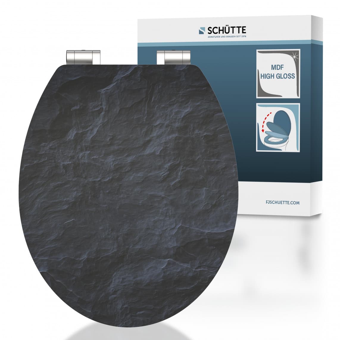 80535 abattant WC en MDF HG BLACK STONE, avec frein de chute