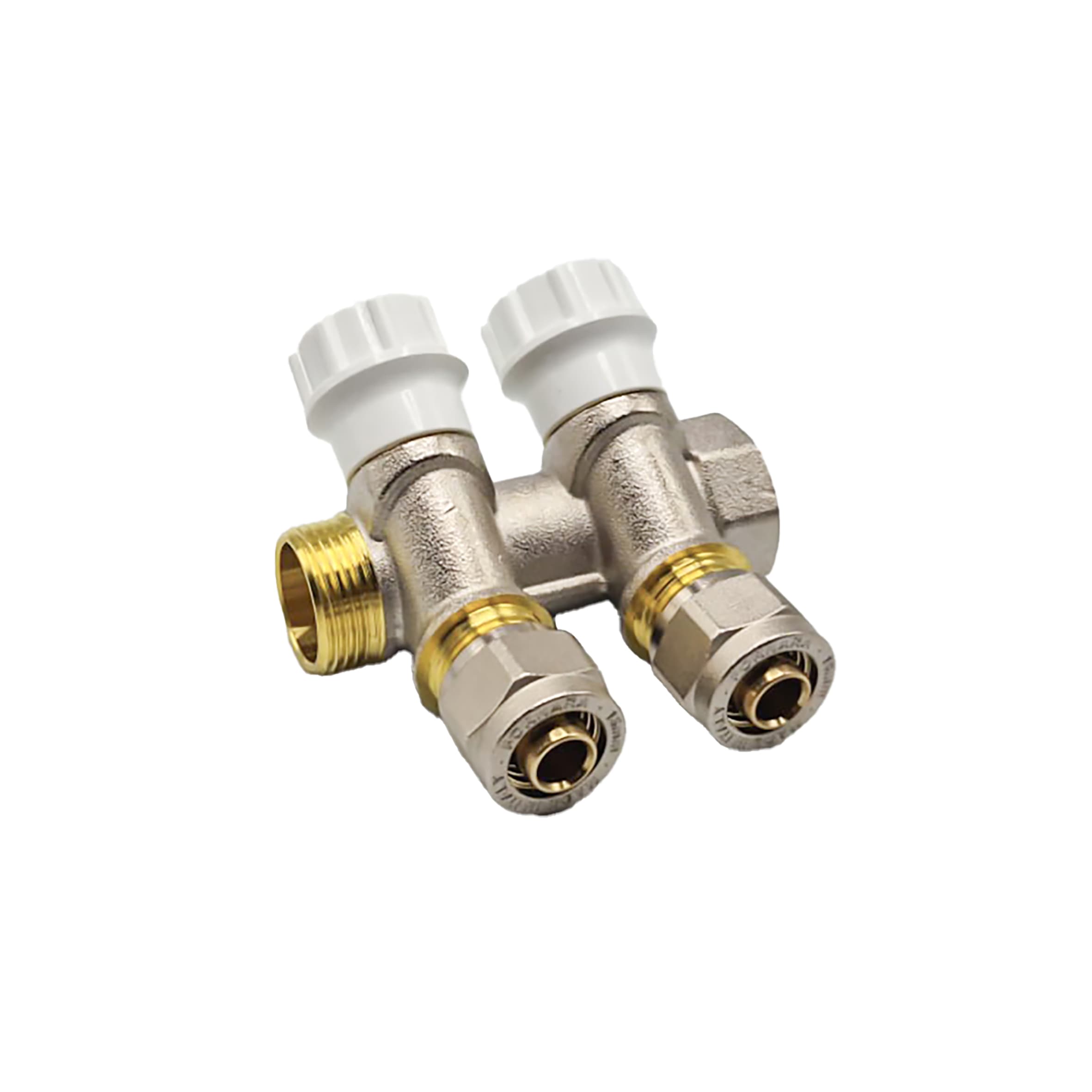 KIT ROBINET COLLECTEUR 3/4M - 2 SORTIES 1/2M + RACCORDS