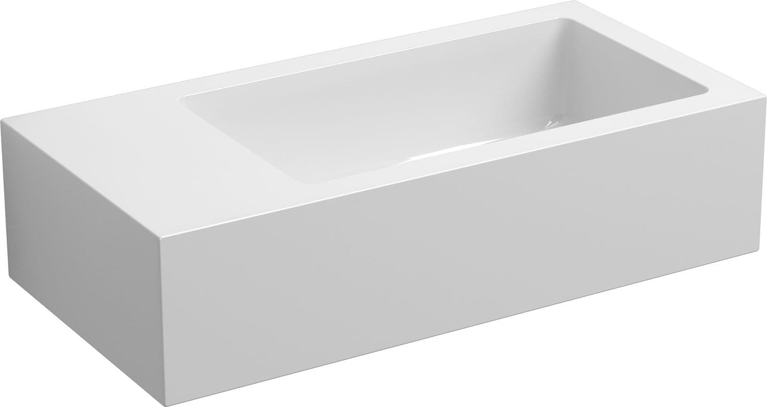 LAVE-MAINS FLUSH 3 CLOU 36CM BLANC GAUCHE MARBRE MINERALE