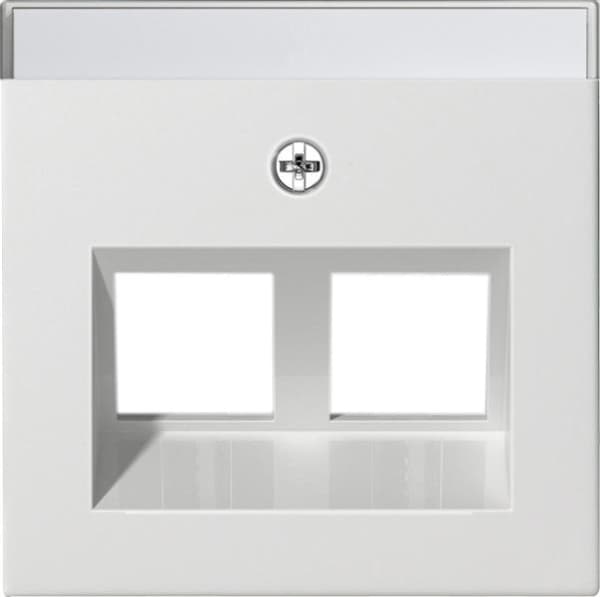Cache avec sortie oblique 30° et zone d'inscription pour anneau de support jack modulaire 2 x Blanc
