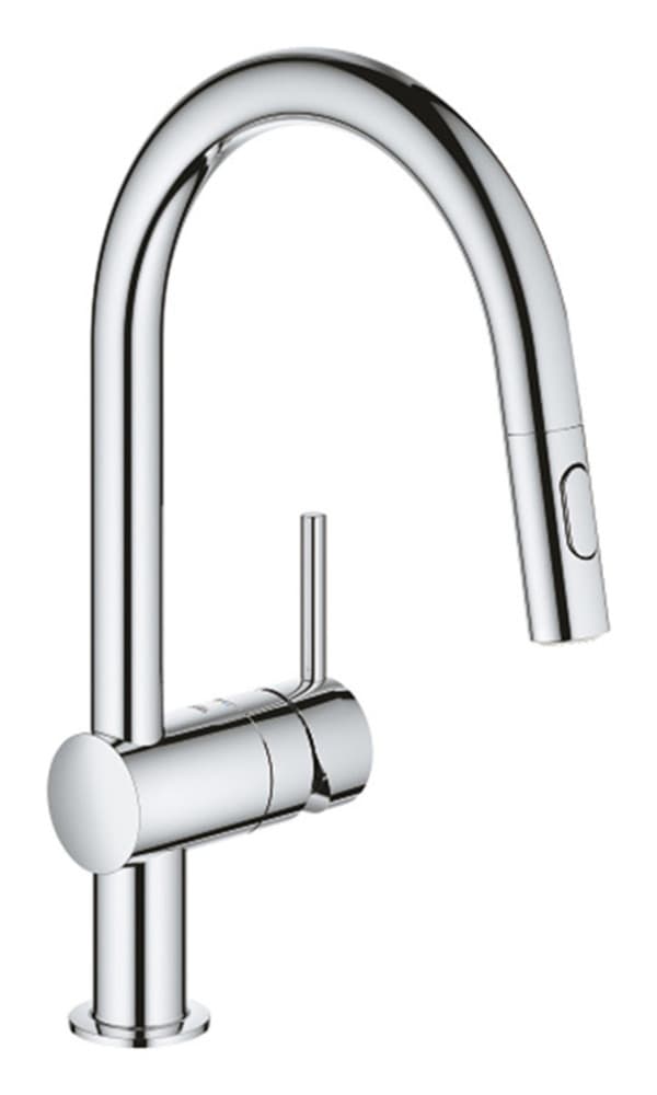 Grohe Minta mitigeur évier bec haut C monotrou douchette 2-Jets chromé