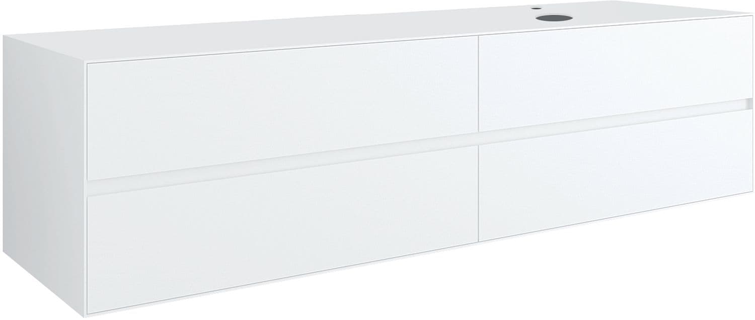 SOUS MEUBLE 4 TIROIRS+ TABLET POUR LAVABO A POSER DROITE TENSO 180CM +TROU ROBINET BLANC