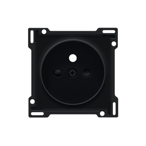 Set de finition pour prise de courant avec broche de terre et obturateurs de protection, pour Niko Rocker et Niko Toggle, black coated