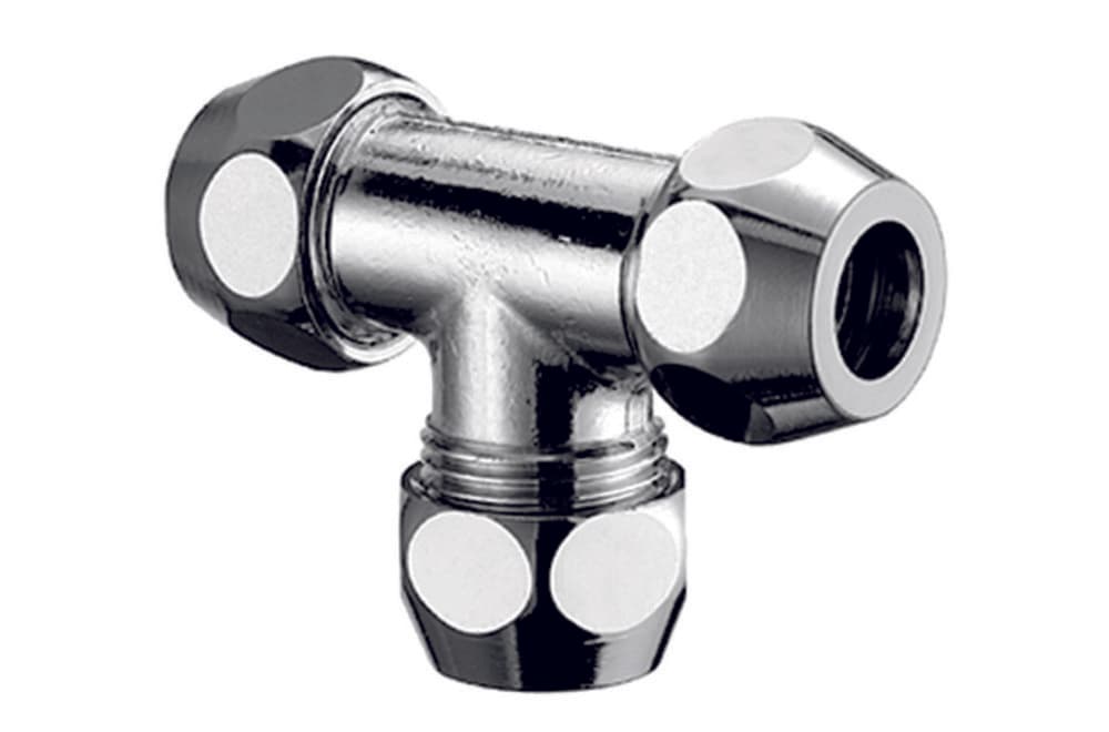 Schell raccord d'alimentation-T D 10 x D 10 x D 10 laiton chromé