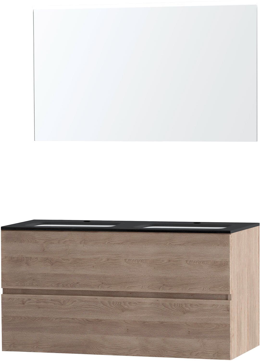 MEUBLE MOLTO CHENE NATUREL 120 BLEU BELGE MIROIR