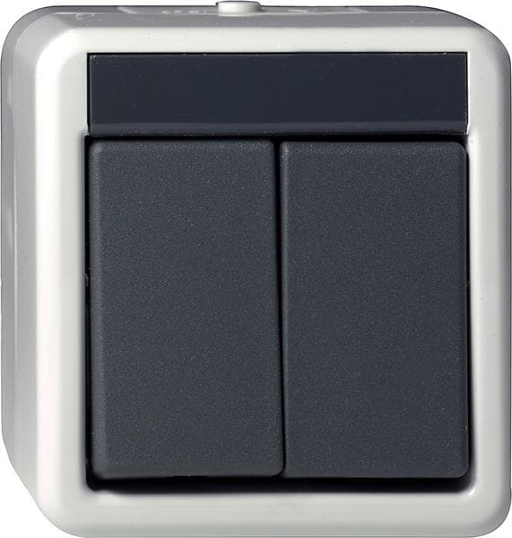 Bouton-poussoir à bascule 10A 250V~ Gris B-P double - plastique: thermoplastique sans halogène,