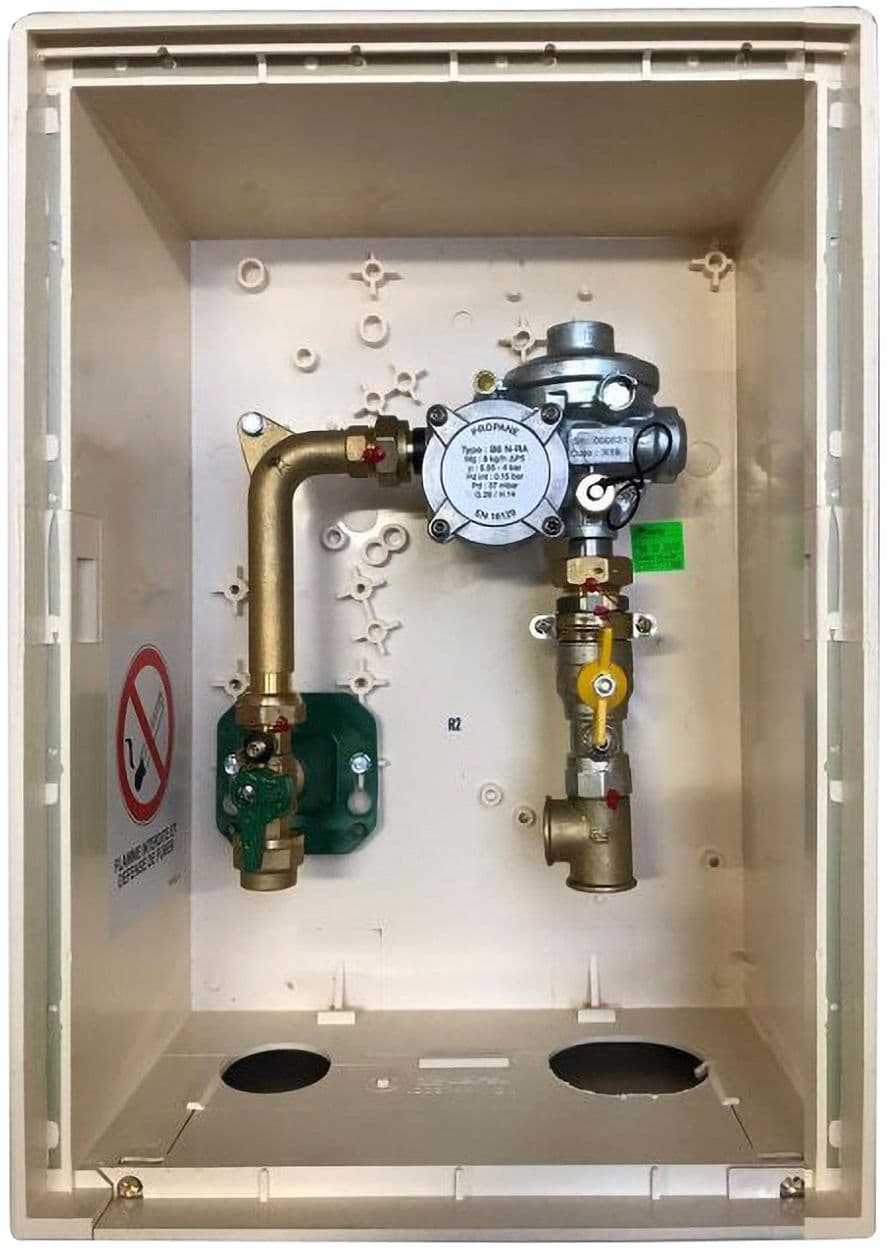 ARMOIRE POUR REGULATEUR DE PRESSION POUR PROPANE AVEC T POUR UNE VANNE MAGNETIQUE A 2 ETAGES