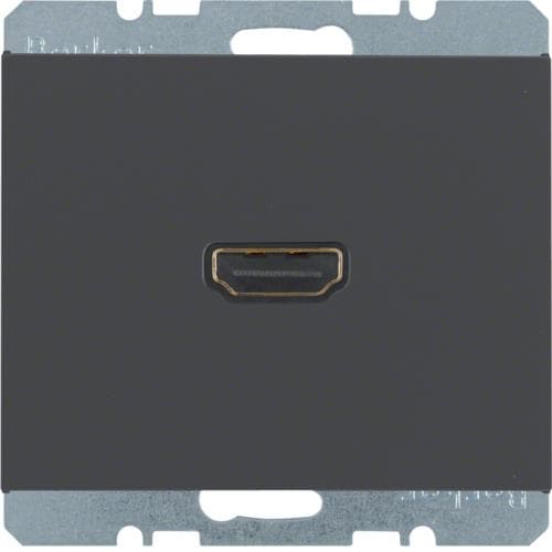 Prise Hdmi avec fiche de connexion 90° Berker K.1 Anthracite, mat
