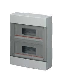 Coffret apparent 24 modules Gris avec porte transparente IP40 dim: 280 x 350 x 100 + kit d'inst.