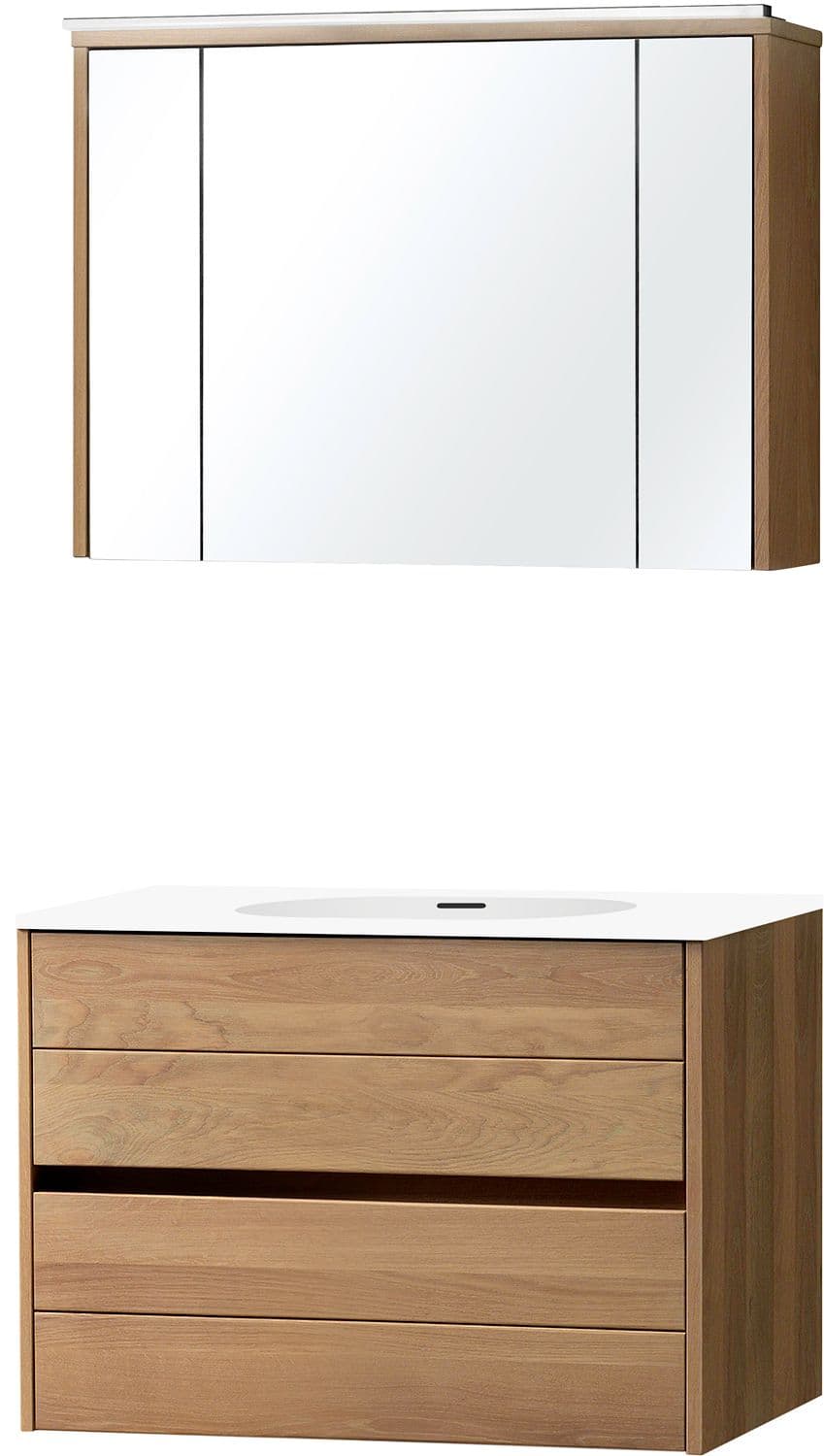 MEUBLE MOLTO CHENE MASSIF 90 MARBRE SYNTHETIQUE ARMOIRE TOILETTE