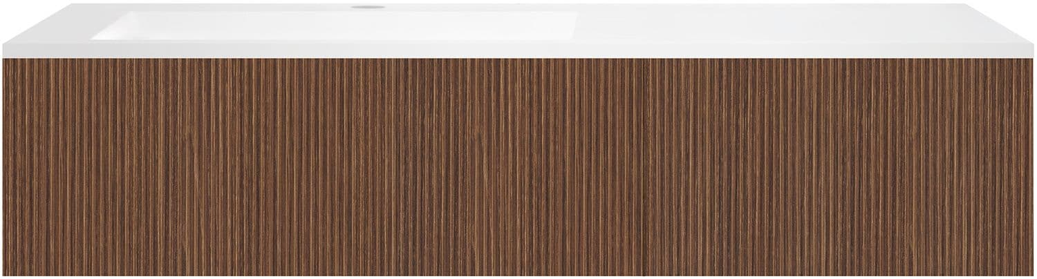 SOUS MEUBLE COFFEE 2 TIROIRS 140 NOYER DECOR SMARTLINE+LAVABO EN MARBRE SYNTHETIQUE GAUCHE BLANC M