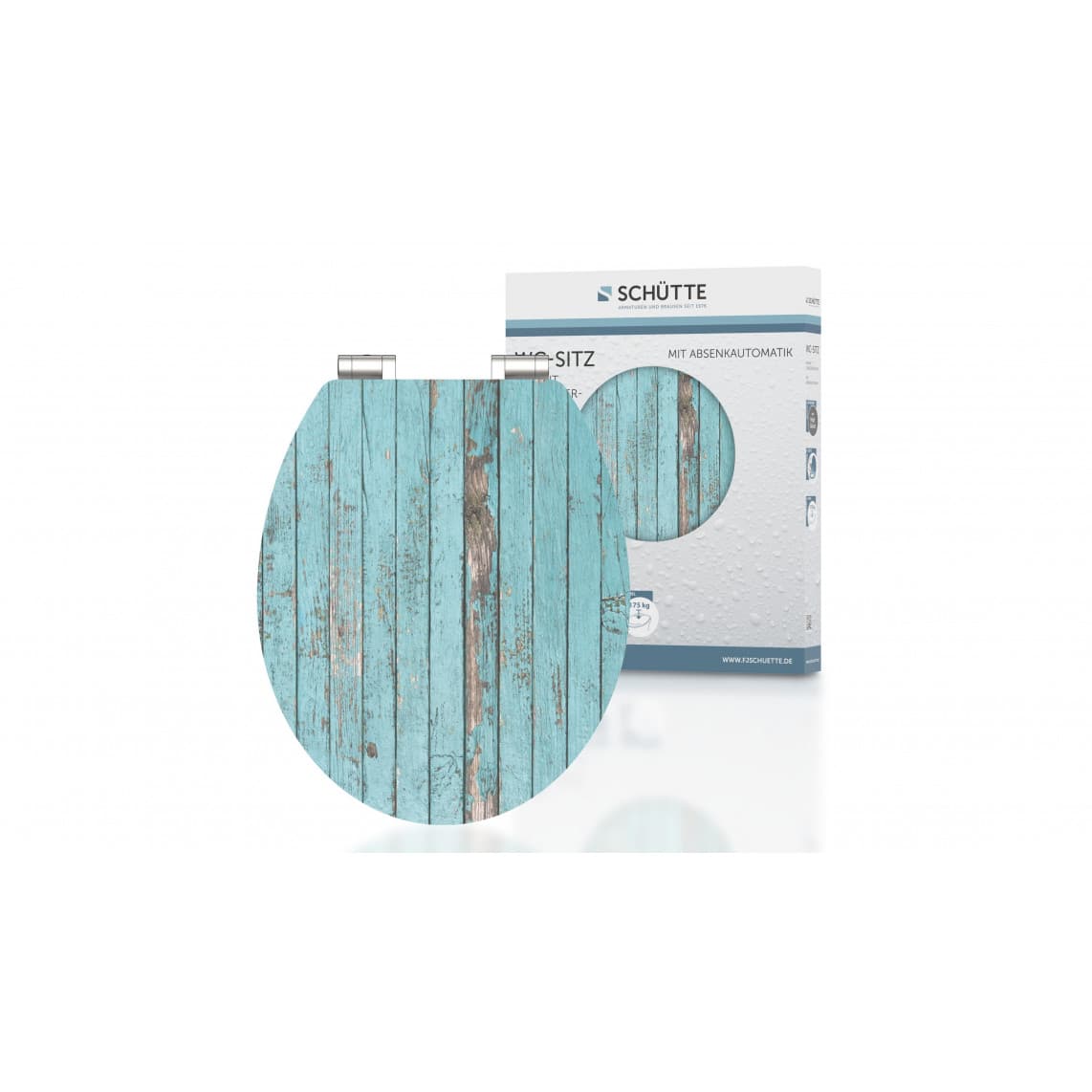 80536 abattant WC en MDF HG BLUE WOOD, avec frein de chute