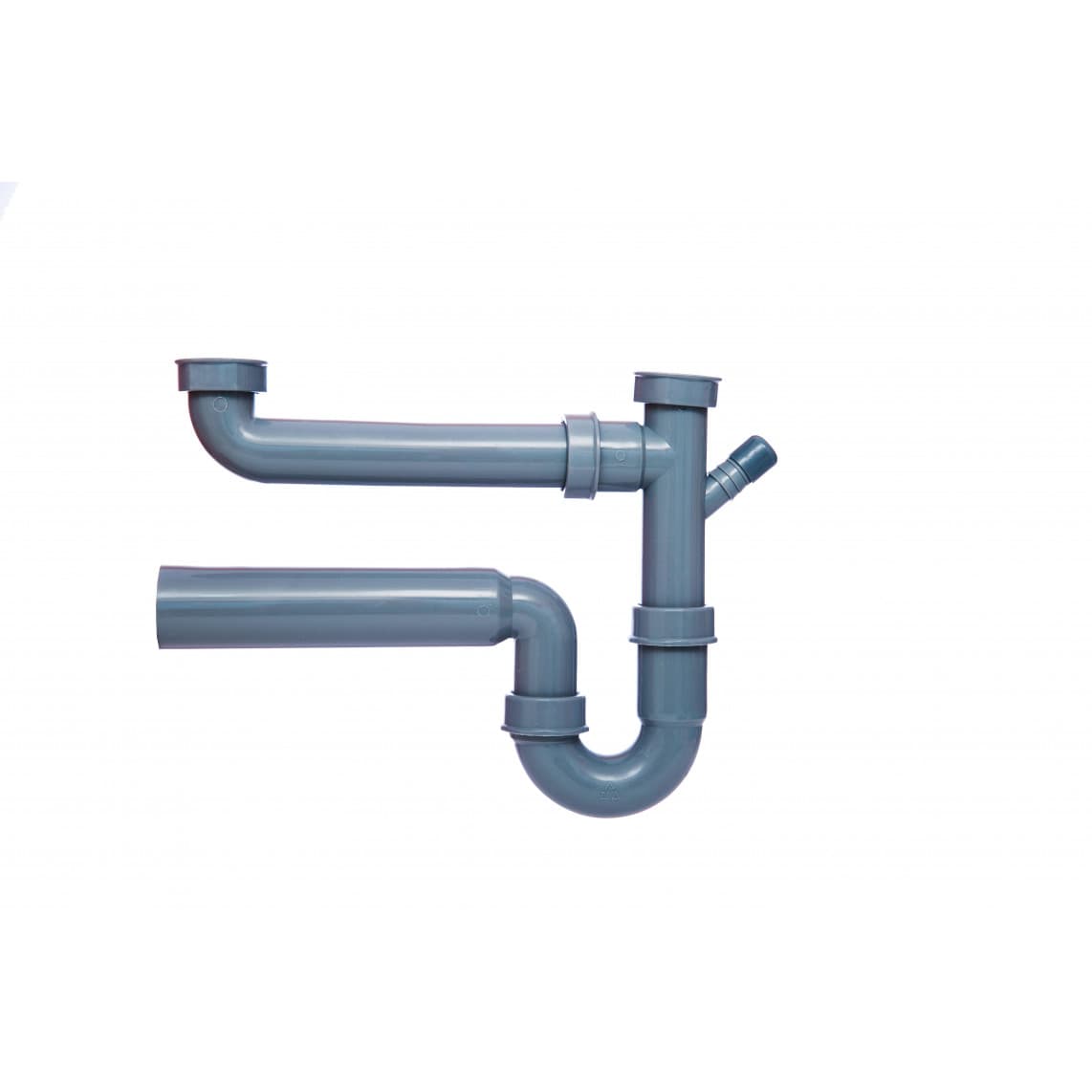 98833449 ECO-SAVE KS siphon tubulaire pour évier double, Gris, 1 1/2" F x 50 mm, avec 3/4" Raccordement de l'appareil