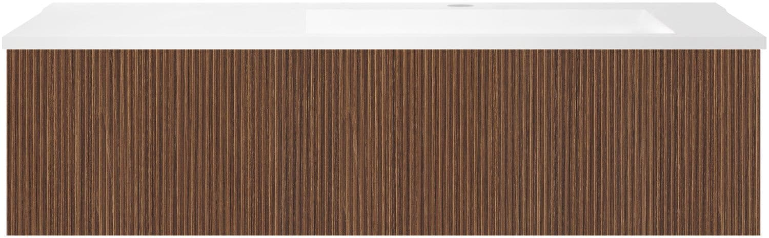 SOUS MEUBLE COFFEE 1 TIROIR 120 NOYER DECOR SMARTLINE+LAVABO EN MARBRE SYNTHETIQUE DROITE BLANC