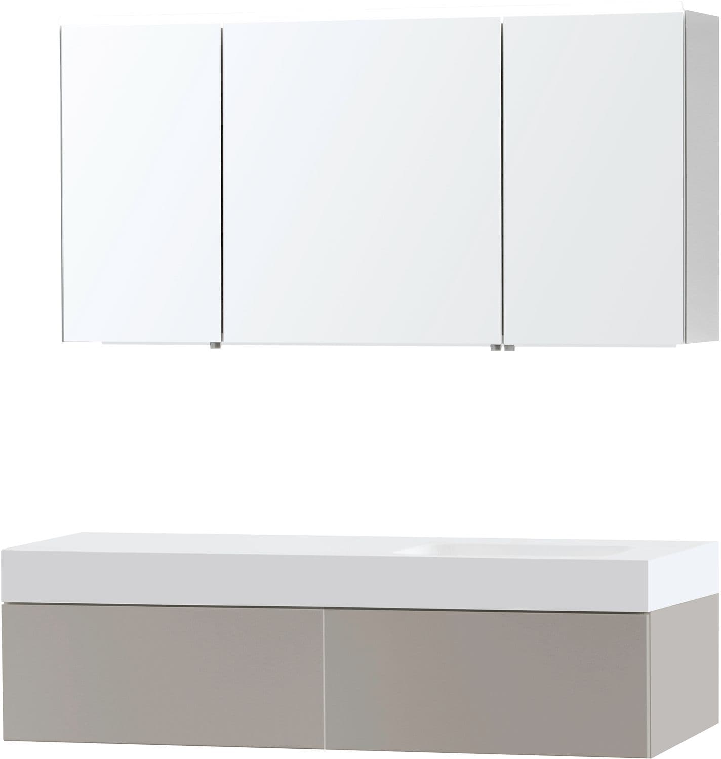 MEUBLE PURO SOLO GRIS ASYMETRIQUE 140 DROITE 1 TIROIR SOLID PURO ARMOIRE TOILETTE