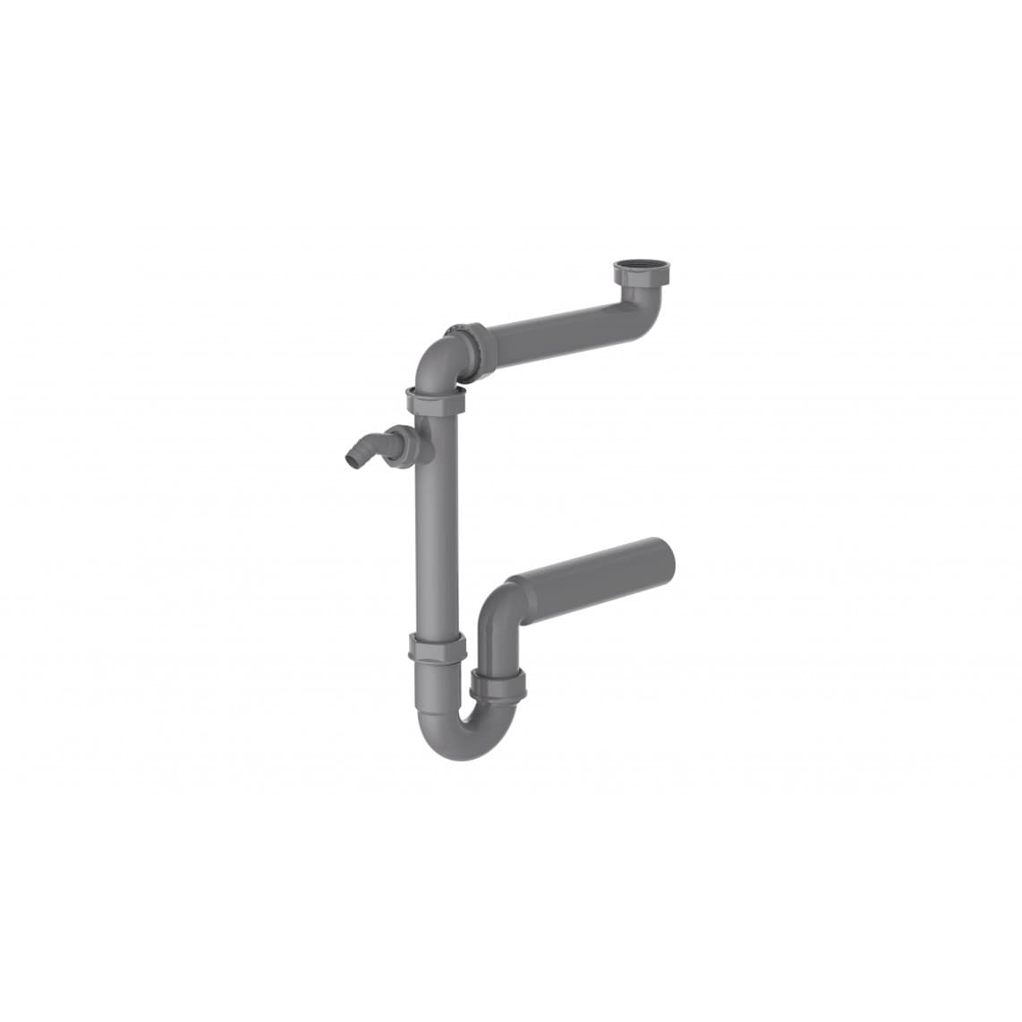 98833649 ECO-SAVE KS siphon tubulaire gain de place pour évier, Gris, 1 1/2" F x 50 mm, avec 3/4" Raccordement de l'appareil