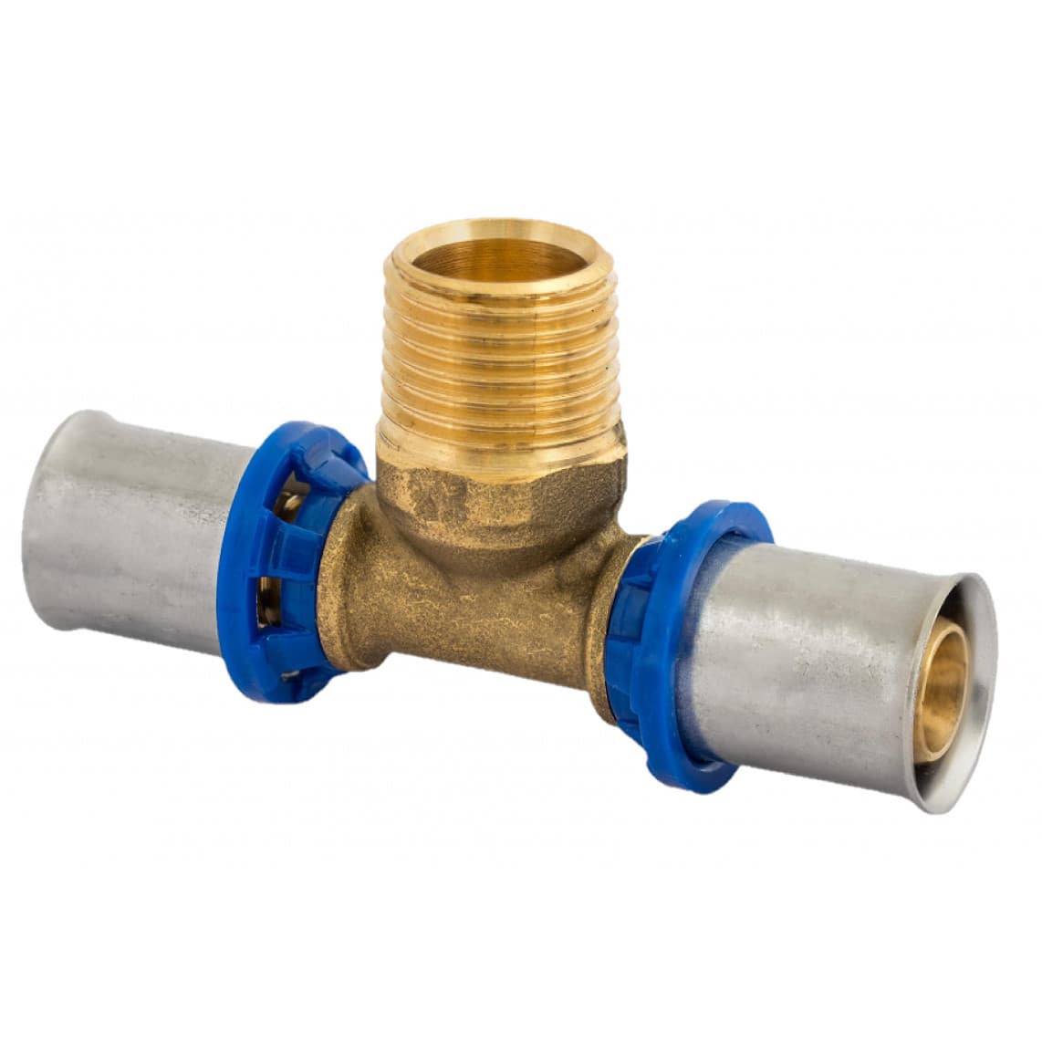 988720255 LT pièce en T, vierge, 16 mm x 1/2" M x 16 mm, raccord à sertir pour tube multicouche