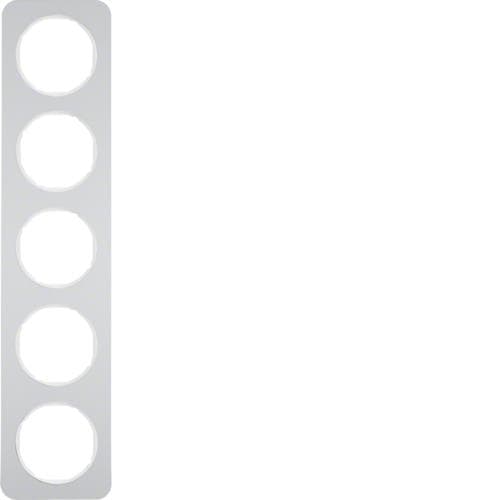 Plaque de recouvrement 5 postes Berker R.1 Alu / Blanc polaire
