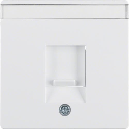 Enjoliveur avec 1 volet antipoussière et porte - étiquette Berker Q.1 / Q.3 Blanc polaire, Velours