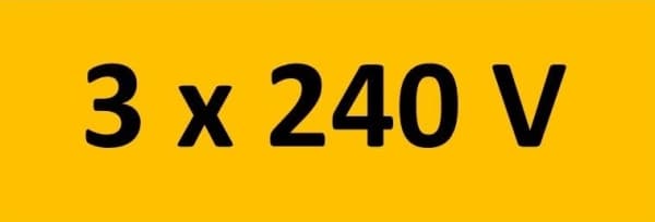 Autocollant indication tension "3 x 240V" 70 x 35mm