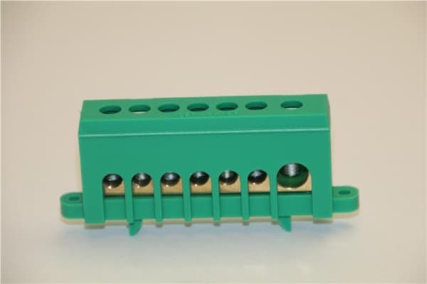 Barre de terre pour rail din section 1 x 35 - 6 x 16 Verte