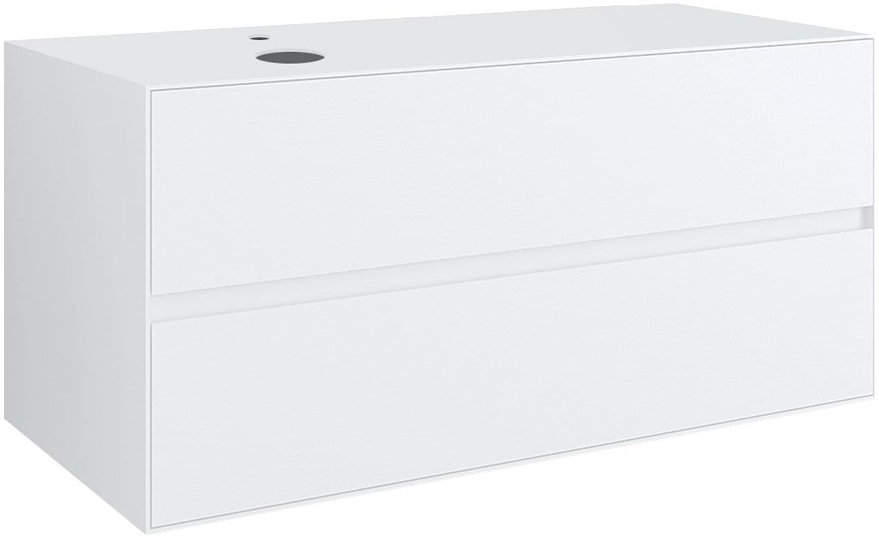 SOUS MEUBLE 2 TIROIRS+ TABLET POUR LAVABO A POSER GAUCHE TENSO 120CM TENSO +TROU ROBINET BLANC