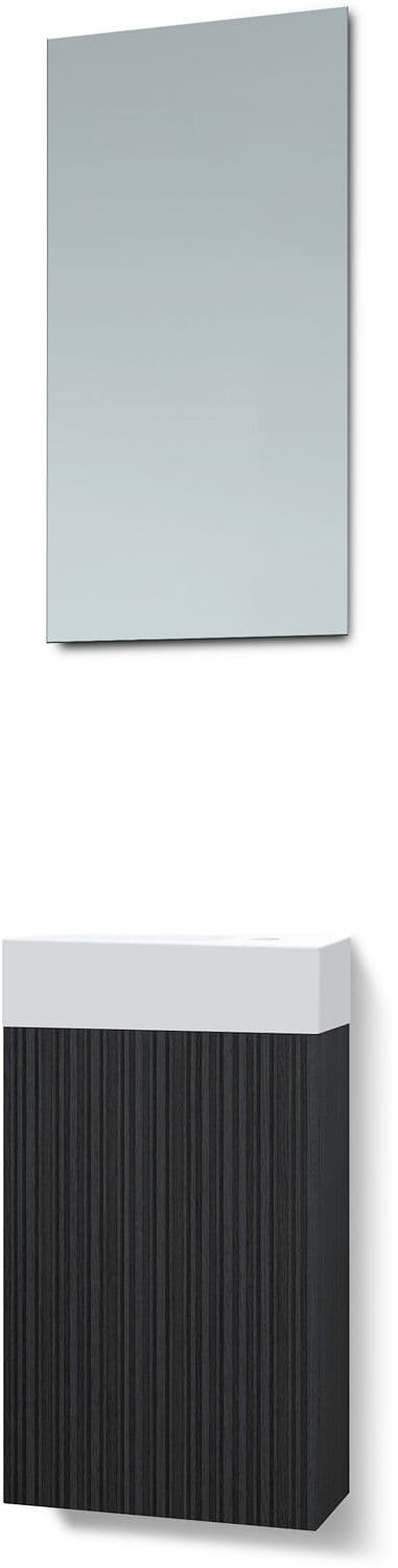 LAVE-MAINS FOREST PORCELAINE MAT WIT/ 1 PORT/MIROIR CHENE NOIR