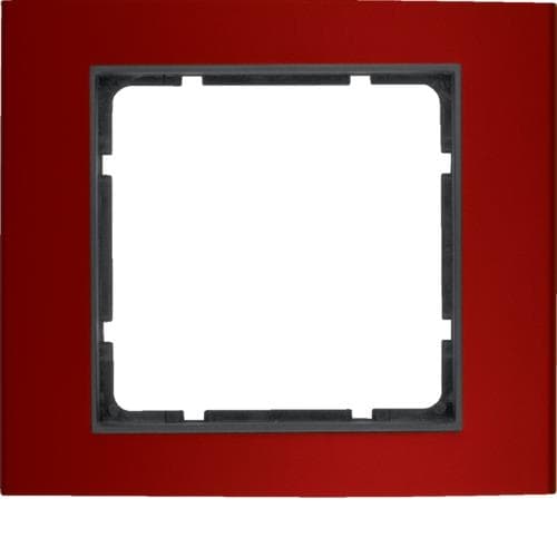 Plaque de recouvrement 1 poste Berker B.3 Alu, Rouge / Anthracite
