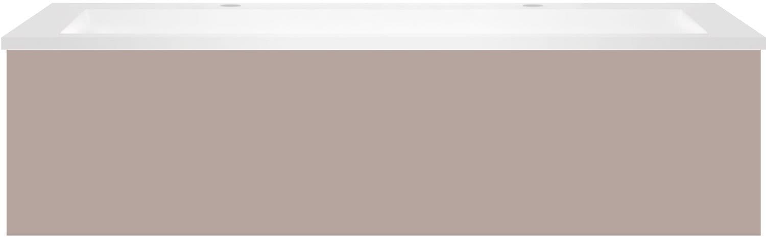 SOUS MEUBLE COFFEE 1 TIROIR 120 GRIS BASALTE MAT + LAVABO 2 TROUS ROBINET EN MARBRE SYNTHETIQUE BL.M