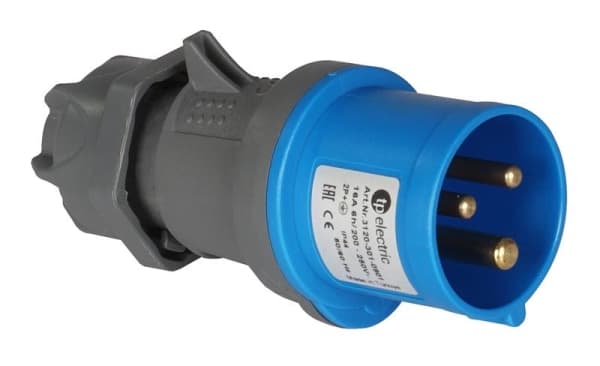 Fiche CEE mâle 3 x 16A 220 - 240Vac Bleu IP44 avec raccords à visser