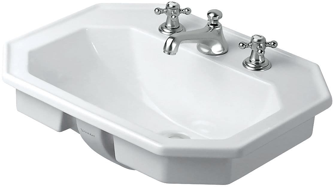 VASQUE A ENCASTRER 1930 DURAVIT 580X470MM +1(3) TROUS ROBINET +TROP-PLEIN BLANC