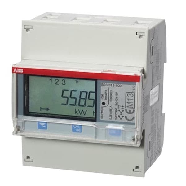 Compteur d'énergie, série B, 3 x 230 / 400Vac, 65A, pulse, B (cl 1), Argent