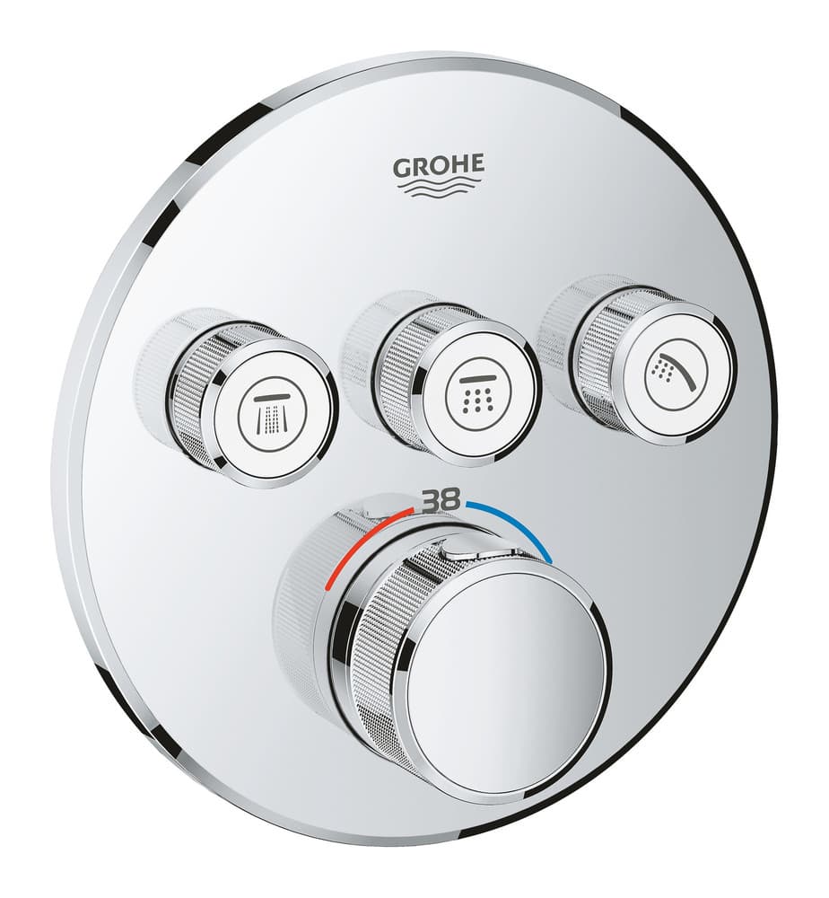Grohe Grohtherm SmartControl thermostat encastré 3 sorties rond chromé