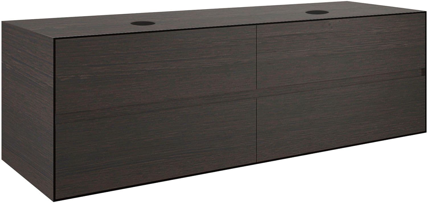 SOUS MEUBLE 4 TIROIRS+ TABLET POUR 2 LAVABOS A POSER TENSO 160CM SANS TROUS ROBINETS WENGE