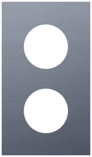 Plaque de recouvrement double, entraxe 60 mm, pour 2 prises de courant, Niko Rocker et Niko Toggle, alu blue grey brushed